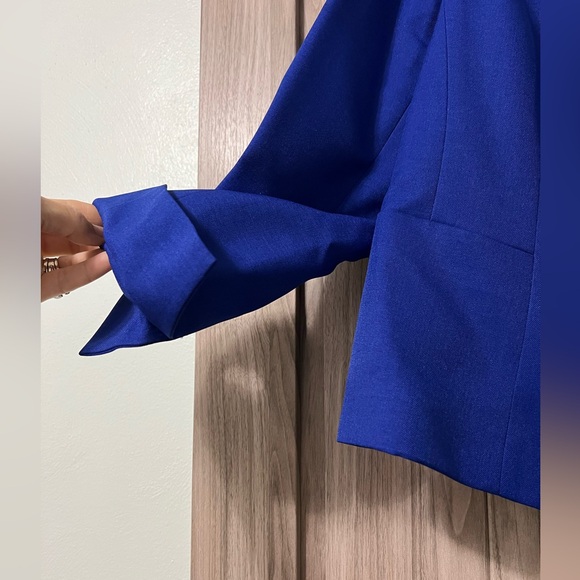 KASPER Blue Crepe Open Front Jacket SZ 14P NWT - Picture 5 of 13